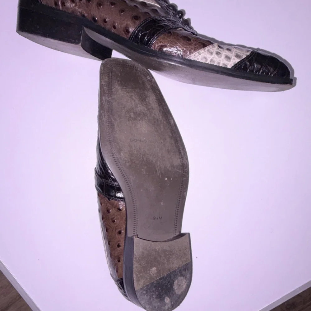 Giorgio Brutini Private Collection Two Tone Ostrich Crocodile Leather Shoes 9.5
